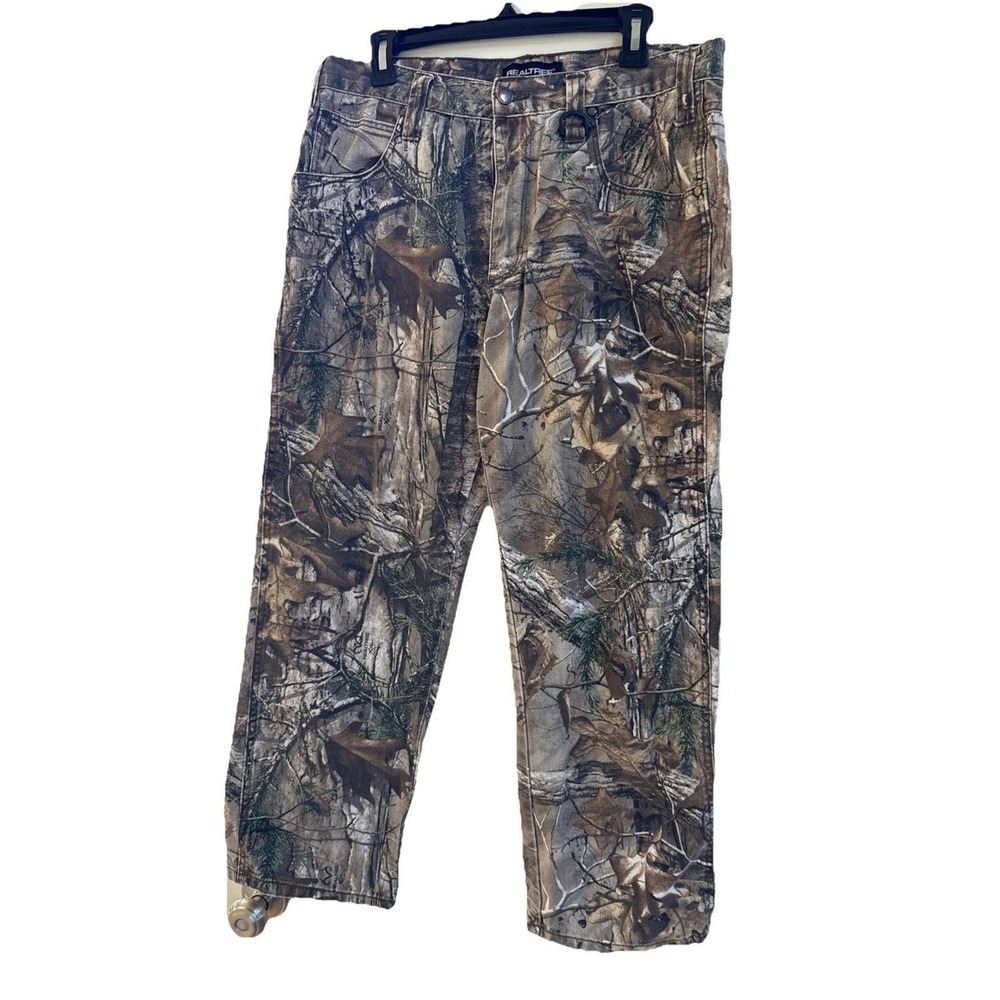 Realtree Xtra Camo Hunting Pants Mens 34x30 Cotton Straight Leg Brown 55191-7-C1